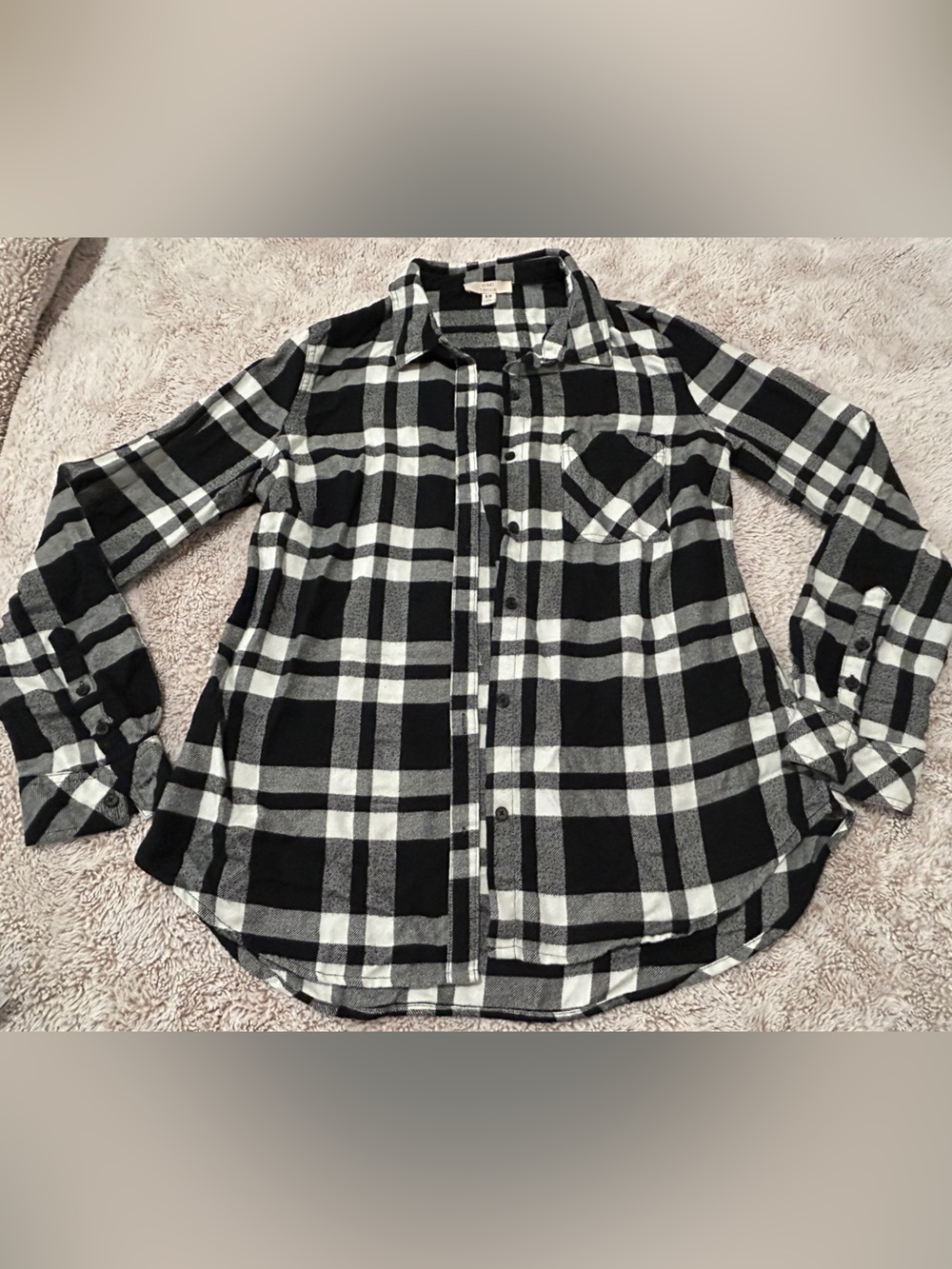 Como Vintage Black and White Plaid Button-Down Shirt for Kids